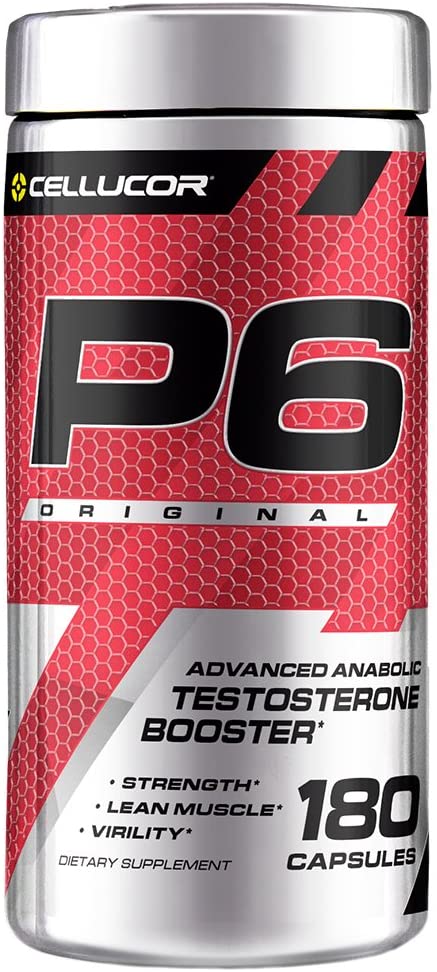 Cellucor P6 Original Testosterone Booster For Men, Build Advanced Anabolic Strength & Lean Muscle, Boost Energy Performance, Increase Virility Support, 180 Capsules