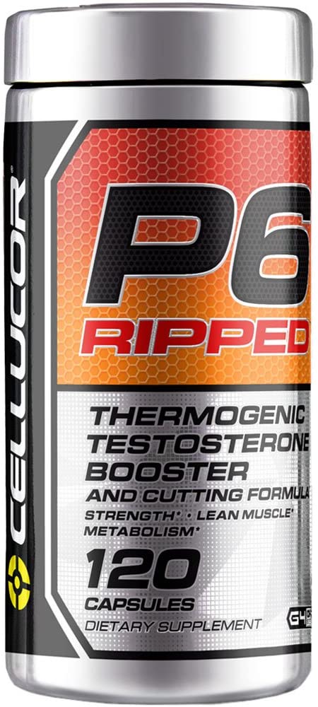 Cellucor P6 Ripped Testosterone Booster For Men + Thermogenic Weight Loss Formula, Build Strength & Lean Muscle, Boost Metabolism & Energy, 120 Count