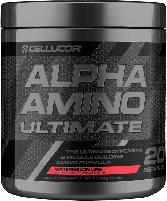 Cellucor Alpha Amino Ultimate EAA & BCAA Recovery Powder + HMB, Essential & Branched Chain Amino Acids for Post Workout Hydration, Watermelon Lime, 20 Servings