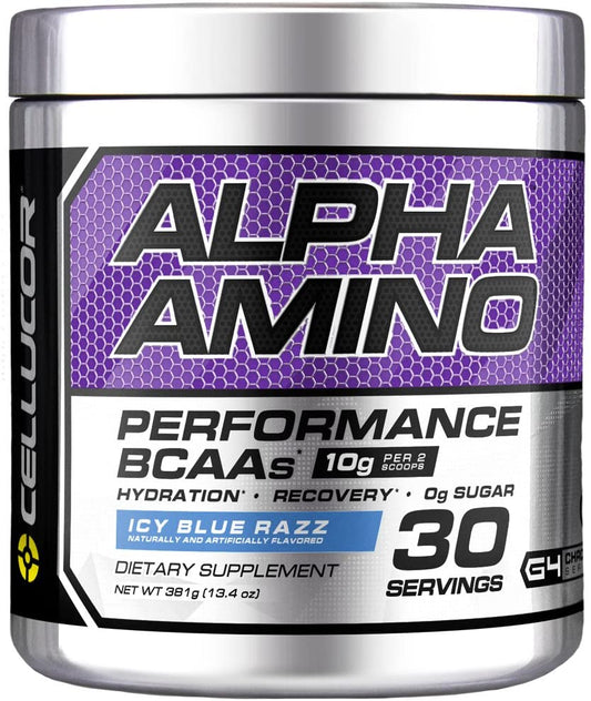 Cellucor Alpha Amino EAA & BCAA Powder | Branched Chain Essential Amino Acids + Electrolytes | ICY Blue Razz | 30 Servings