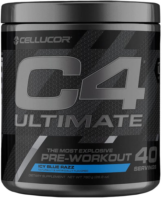 C4 Ultimate Pre Workout Powder ICY Blue Razz | Sugar Free Preworkout Energy Supplement