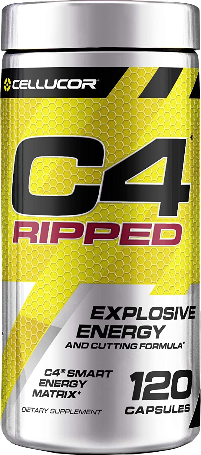 C4 Ripped Pre Workout Capsules | Creatine Free + Sugar Free Preworkout Energy Supplement for Men & Women | 150mg Caffeine + beta Alanine + Weight Loss | 120 Capsules